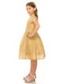 Girls Champagne Sparkling Off Shoulder Flower Girl Dress 4-16 - SophiasStyle.com model side